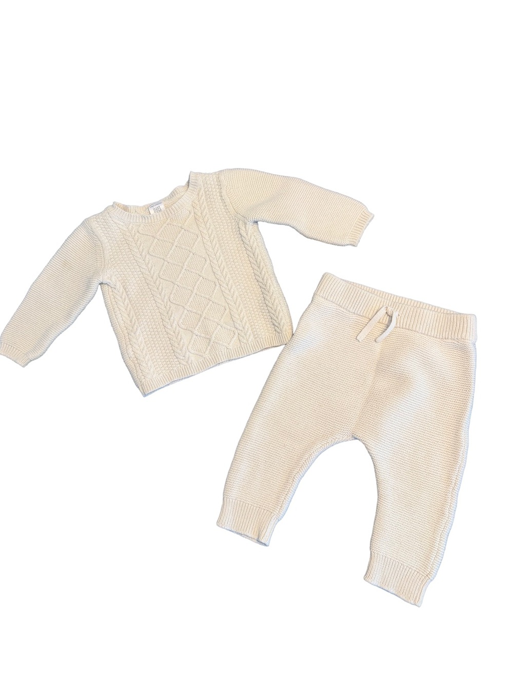 Just One You by Carter’s Infant Cable Knit Sweater & Pants Set - Cream (Size 9M)
